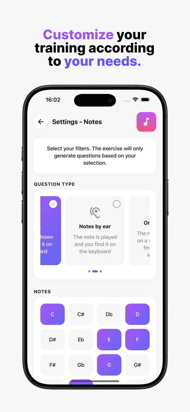 Customize your training according to your needs.